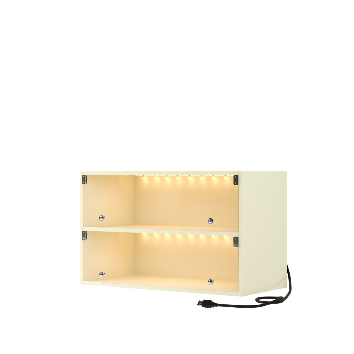 Off White Glass Door Sneaker Cabinet With LED Light