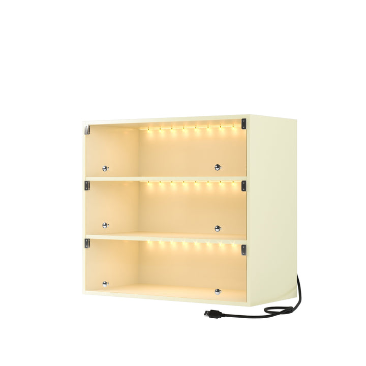 Three-Tier LED Glass Door Display Cabinet for Collectibles