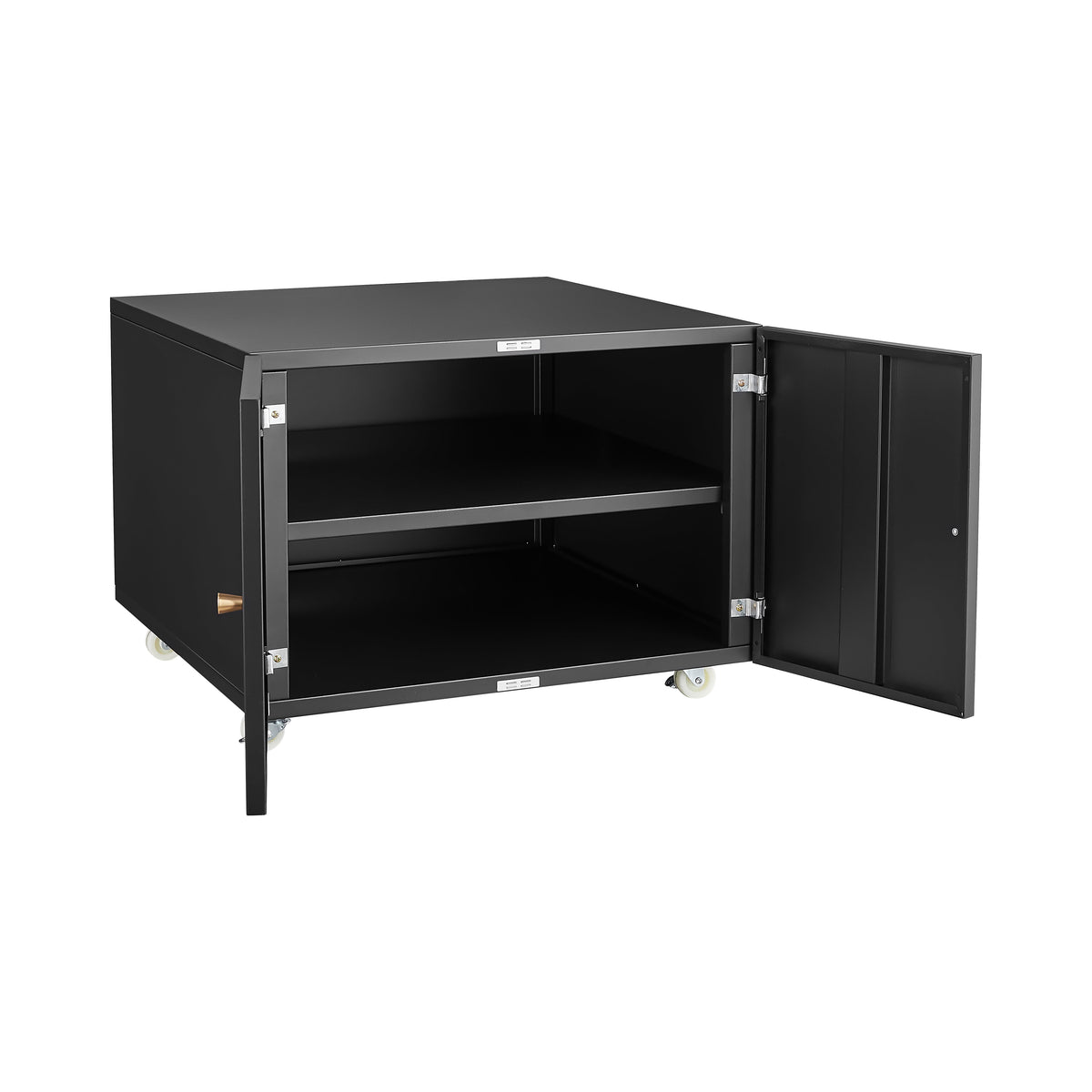 Lockable 2-Door Steel Copier Stand on Rolling Casters