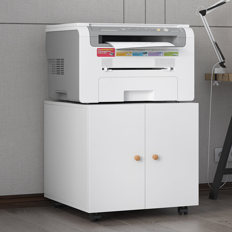 Mobile Printer Stand Cabinet with Doors & Hidden Storage