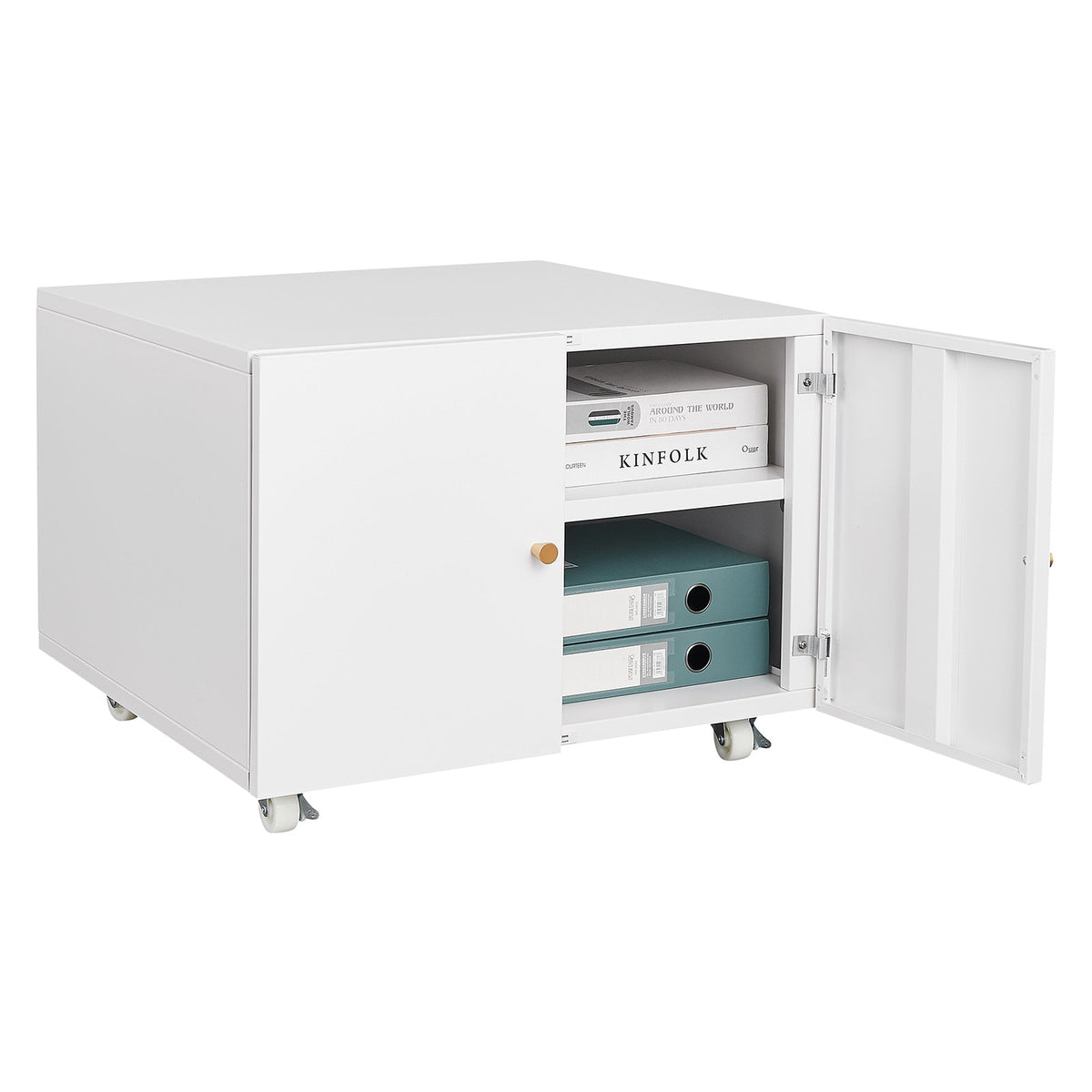 Mobile Printer Stand Cabinet with Doors & Hidden Storage