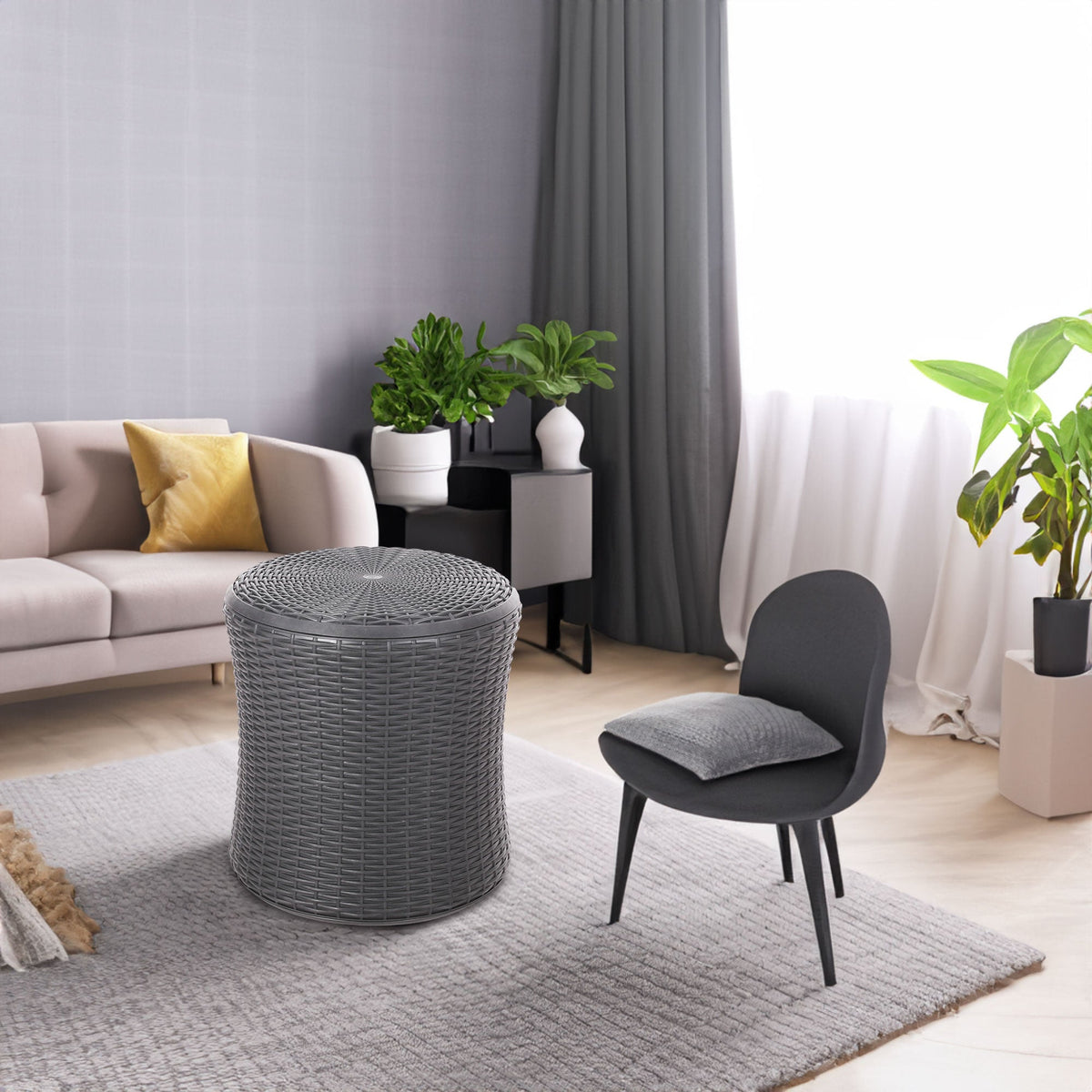 Weather-Resistant Patio Side Table with Hidden Storage