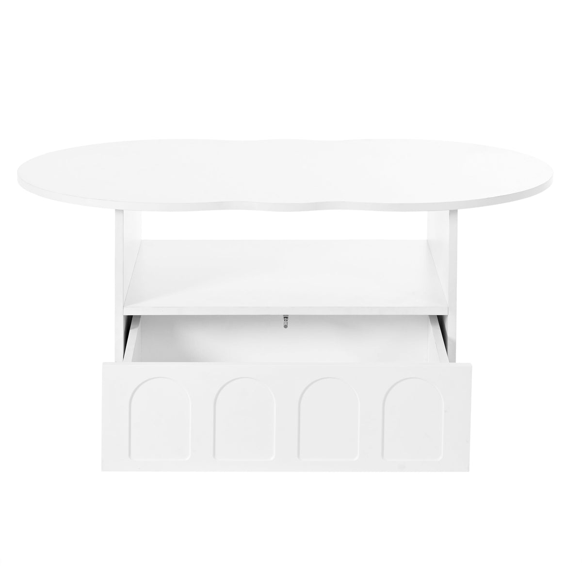 Cream Cloud Coffee Table with Hidden Drawer Storage