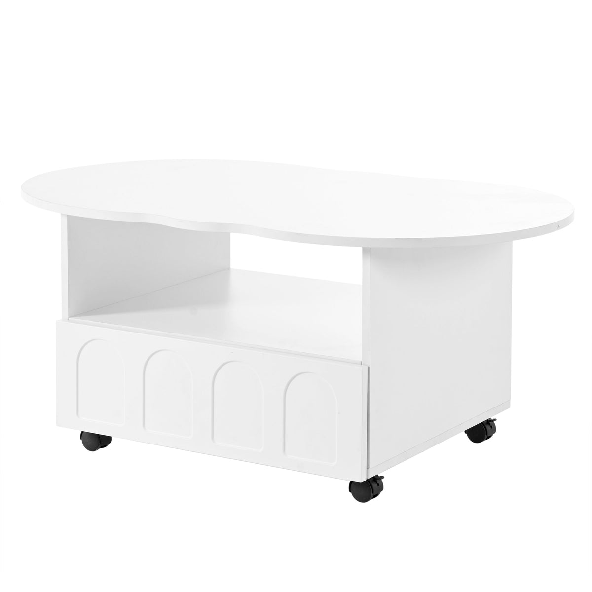 Cream Cloud Coffee Table with Hidden Drawer Storage