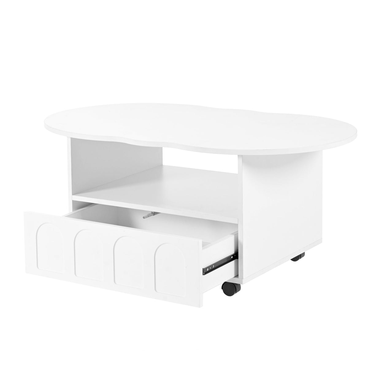Cream Cloud Coffee Table with Hidden Drawer Storage