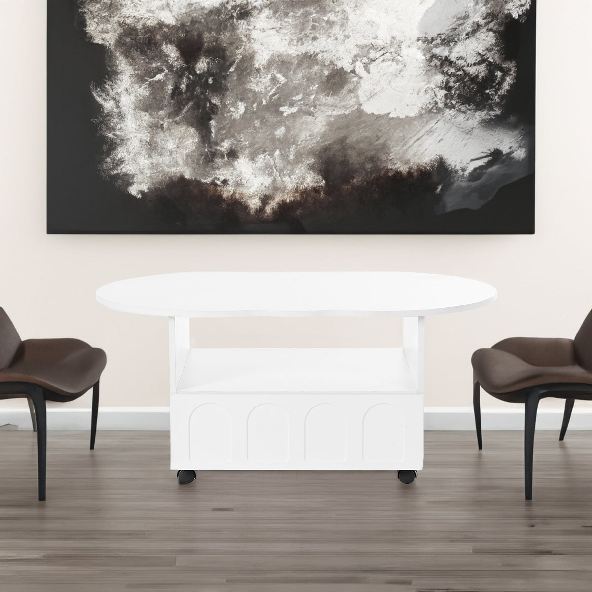 Cream Cloud Coffee Table with Hidden Drawer Storage