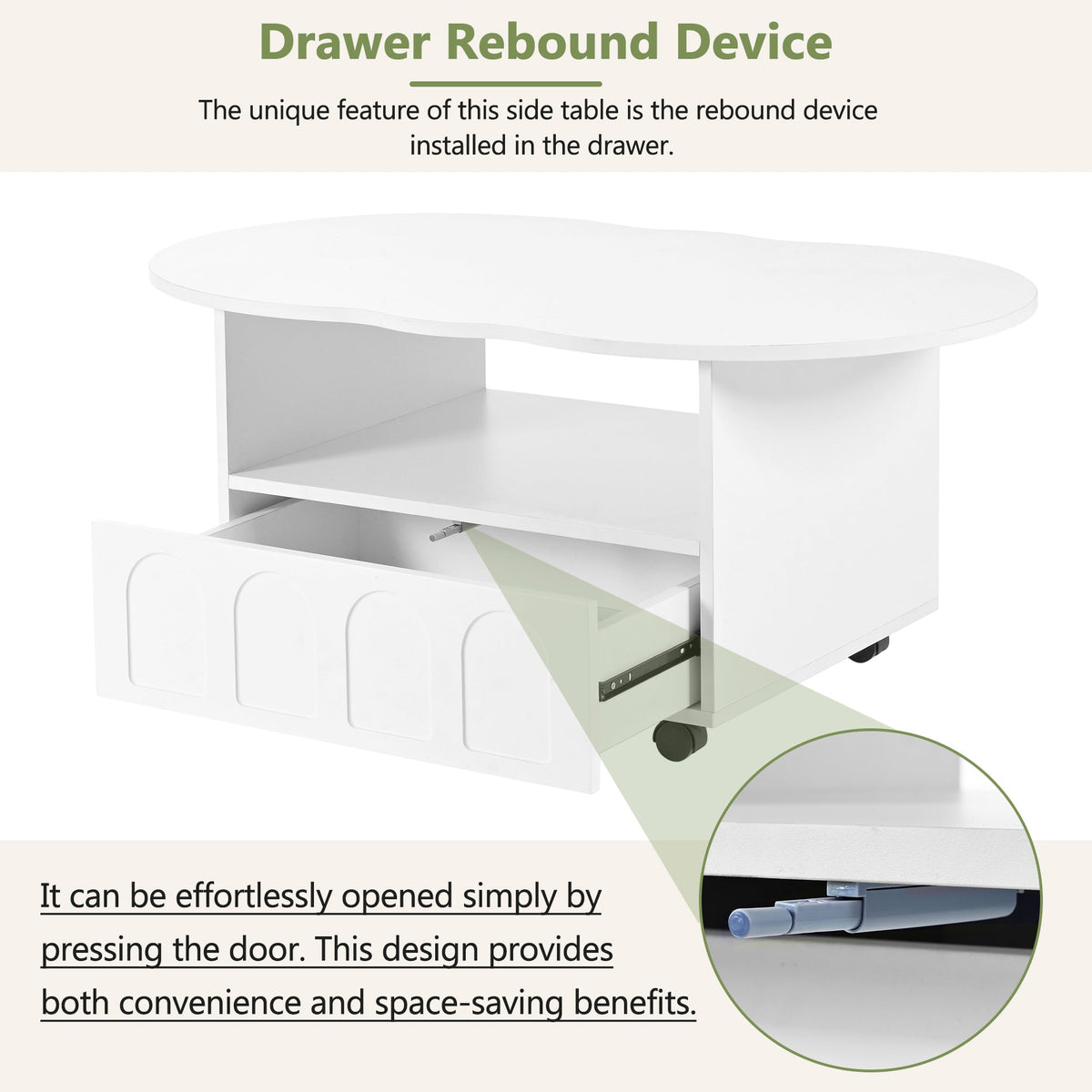 Cream Cloud Coffee Table with Hidden Drawer Storage