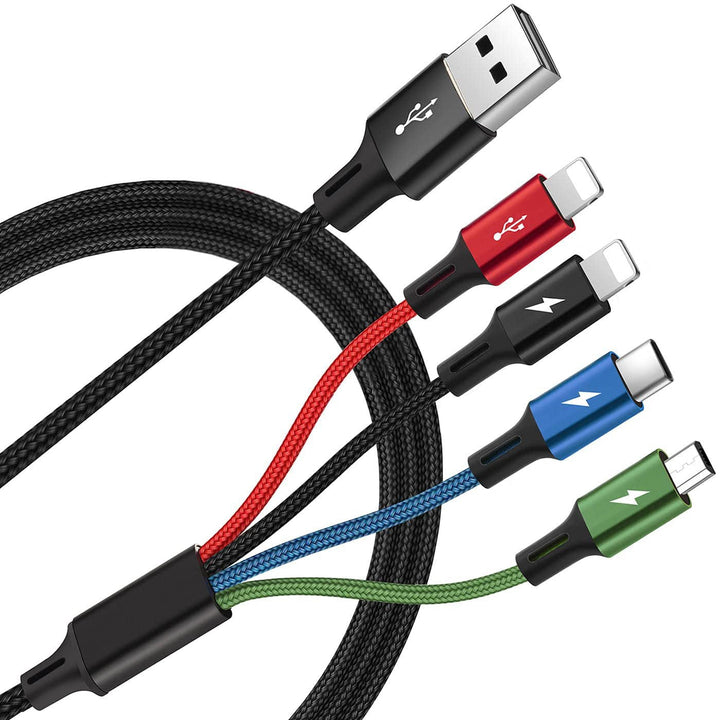 Braided 4-in-1 Charging Cable for Phones and Tablets