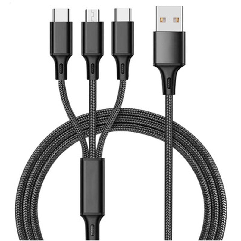 3-in-1 Braided Cable: Lightning, USB-C and Micro-USB