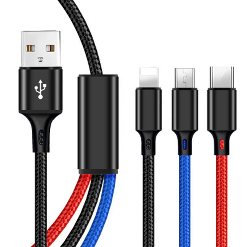 3-in-1 Braided Cable: Lightning, USB-C and Micro-USB