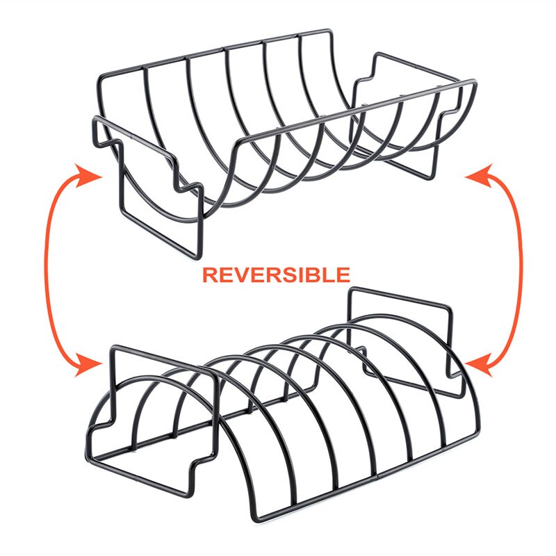 Stainless Steel BBQ Rib Rack: Reversible for Ribs & Roasts
