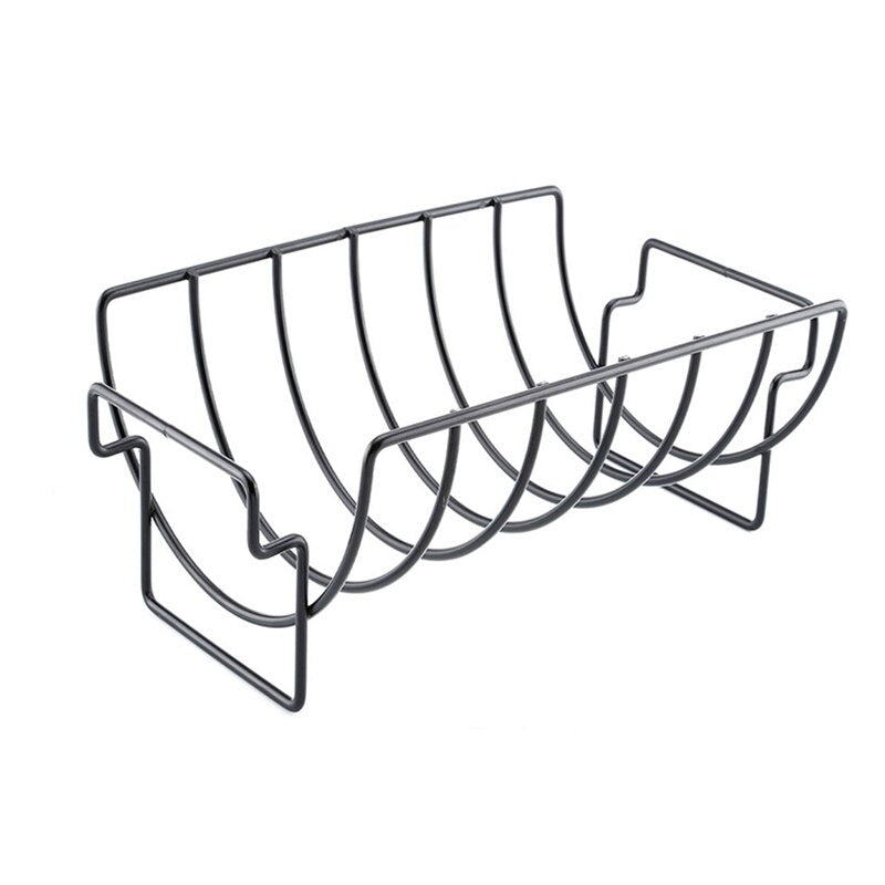 Stainless Steel BBQ Rib Rack: Reversible for Ribs & Roasts