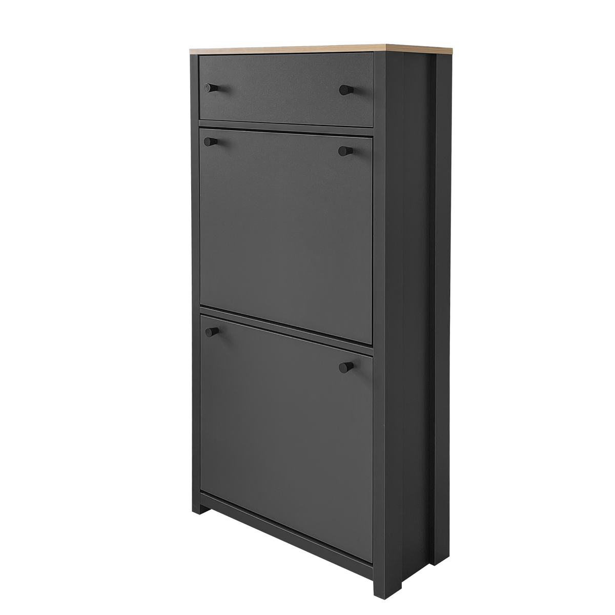 Entryway Shoe Cabinet with Flip-Down Doors, Gray