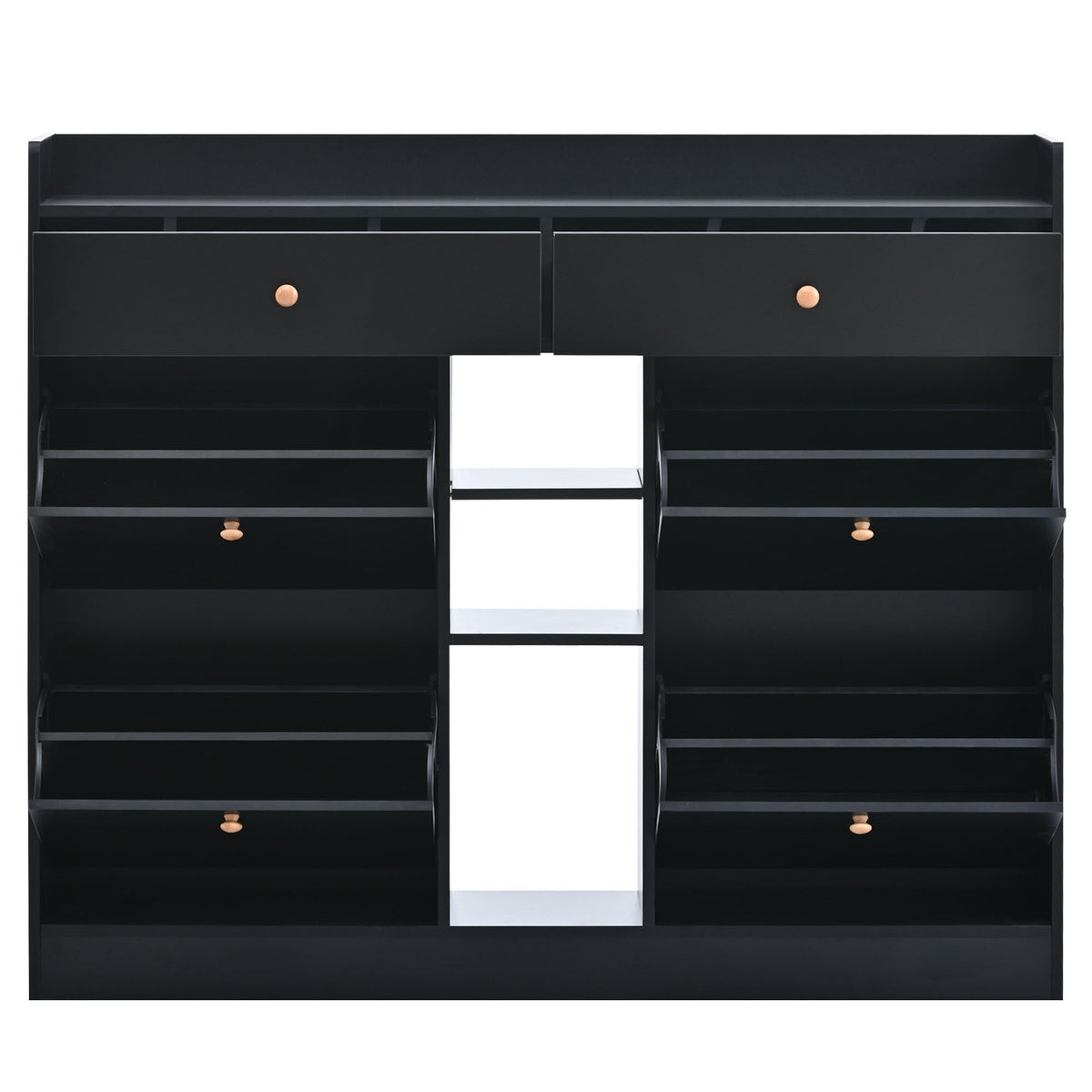 Black Shoe Cabinet with Hidden Flip-Down Shoe Storage