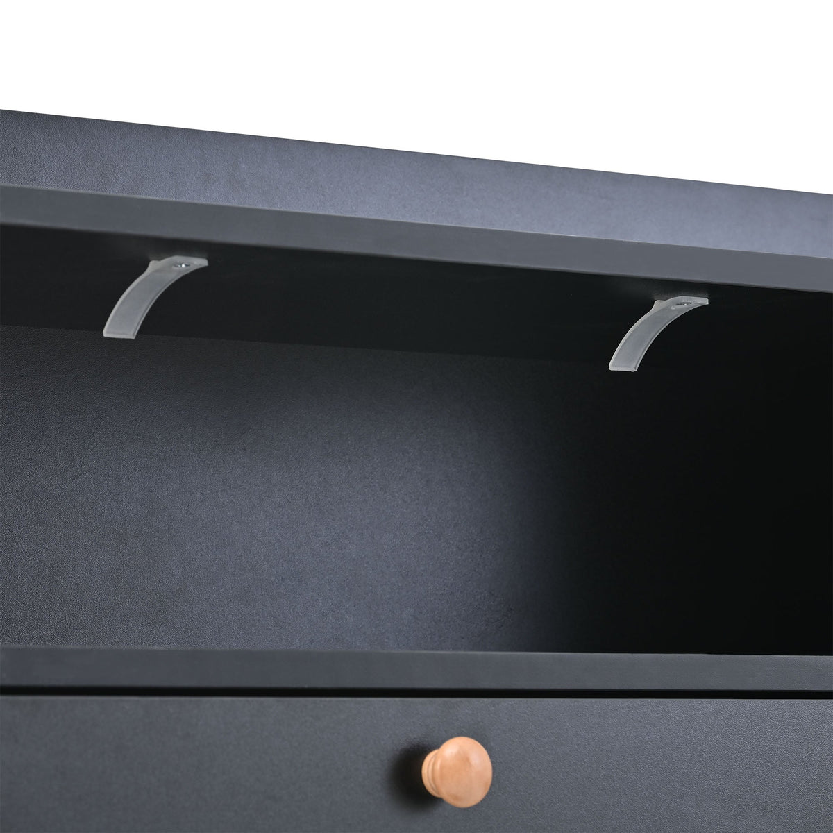 Black Shoe Cabinet with Hidden Flip-Down Shoe Storage