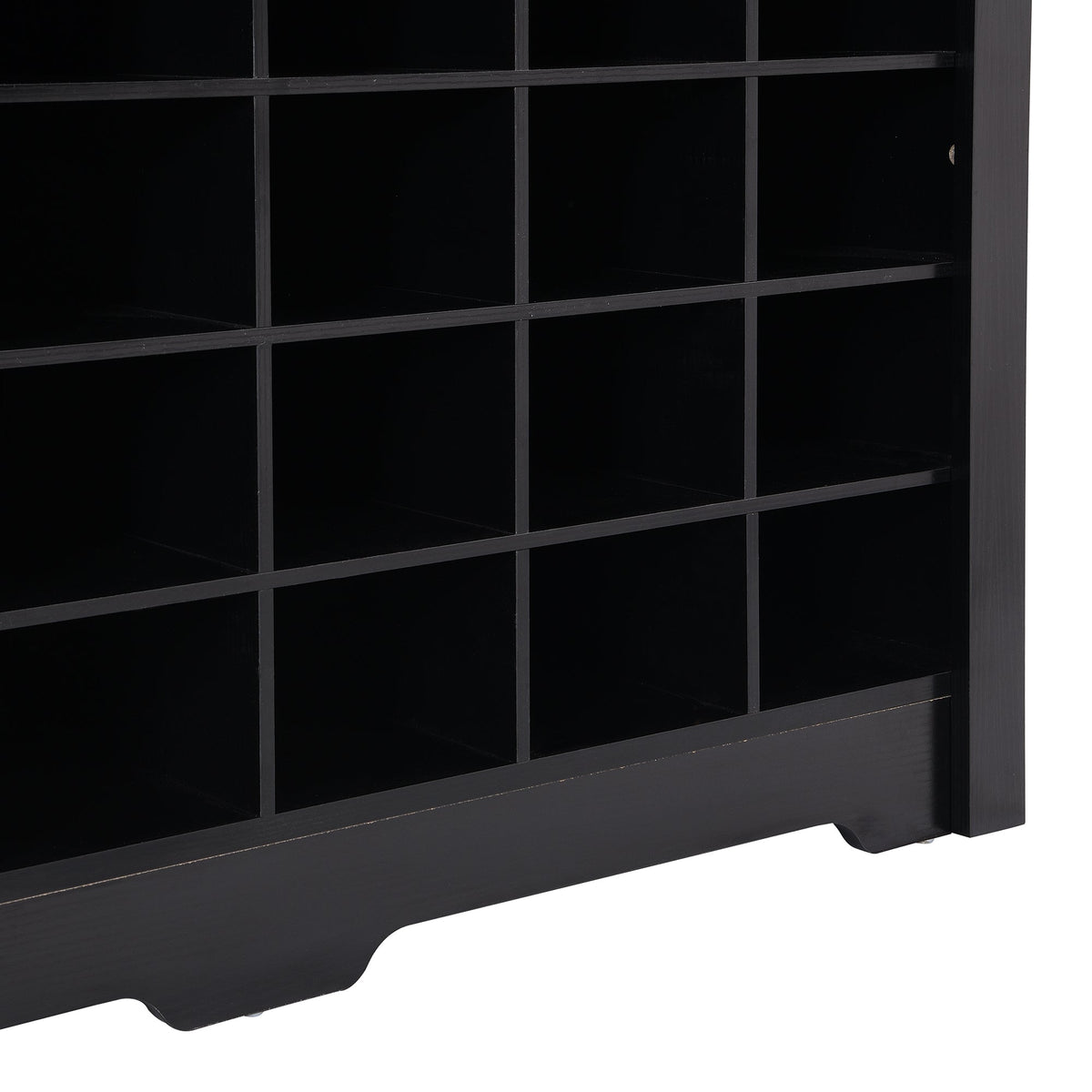 24-Cubby Black Shoe Cabinet with Boot Storage
