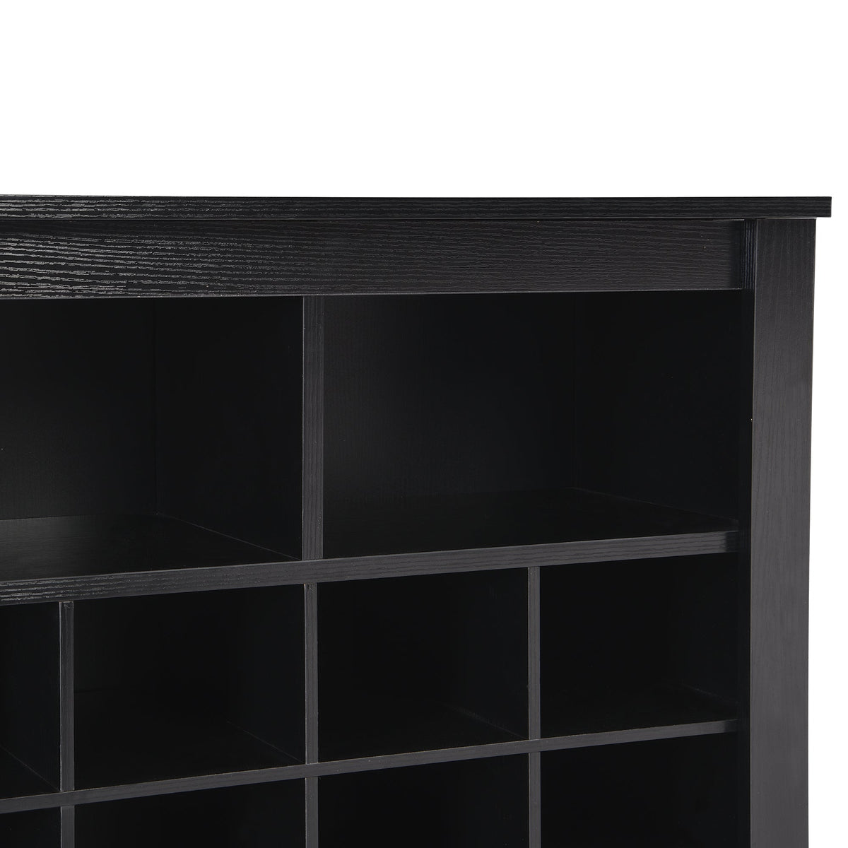 24-Cubby Black Shoe Cabinet with Boot Storage