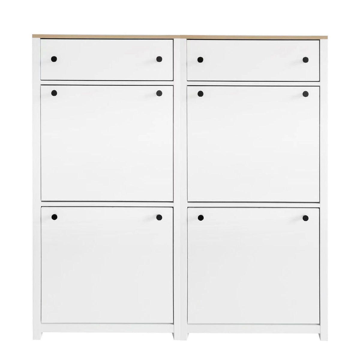 Slim Shoe Cabinet with Flip Doors for Entryway Storage
