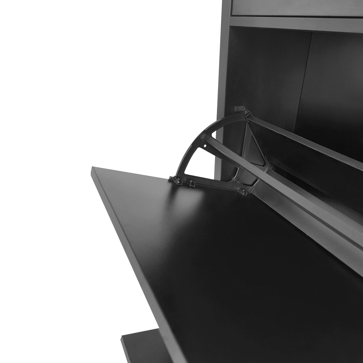 Entryway Shoe Cabinet with Flip Drawers, Matte Black