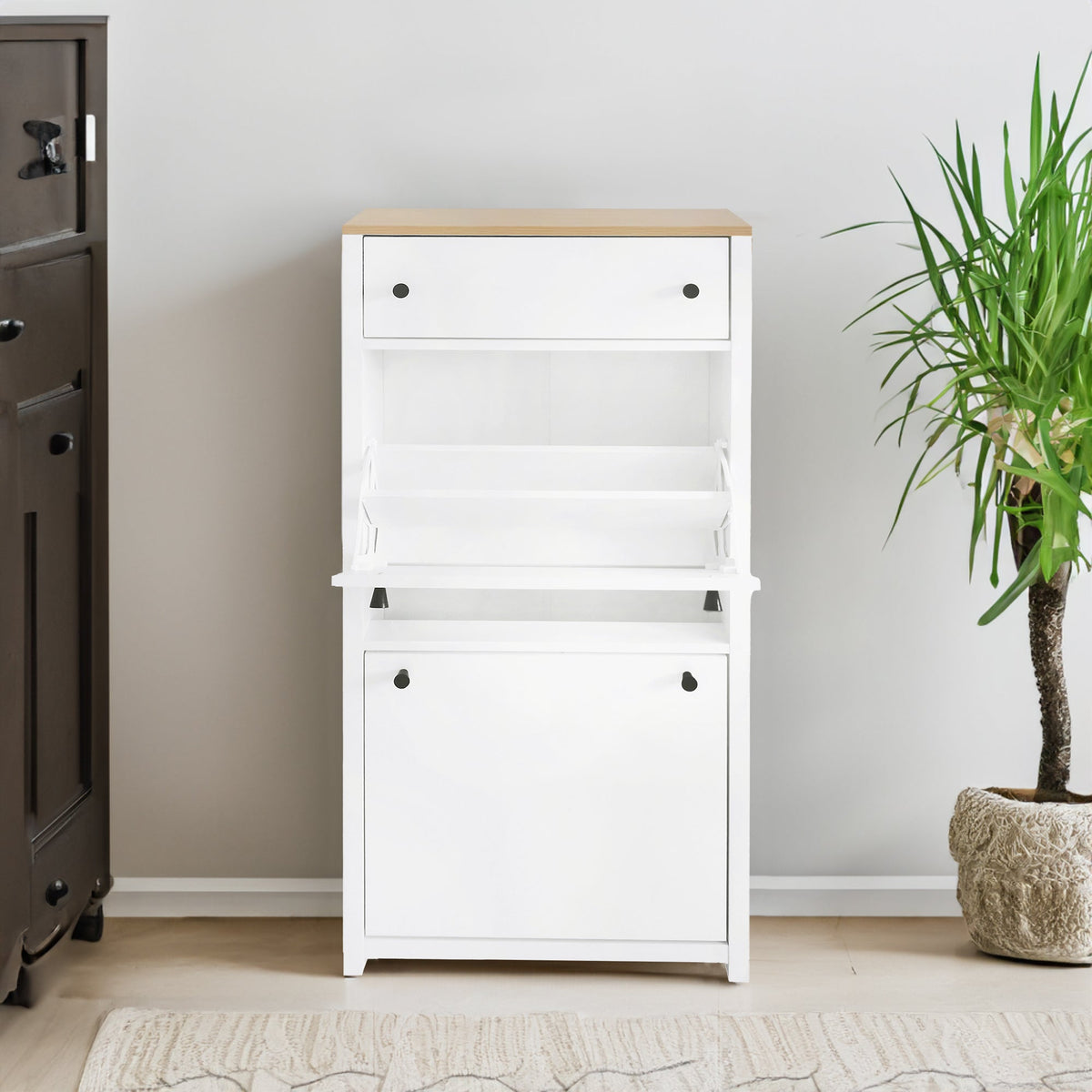 Shoe Cabinet with Flip Drawers for Entryway Storage