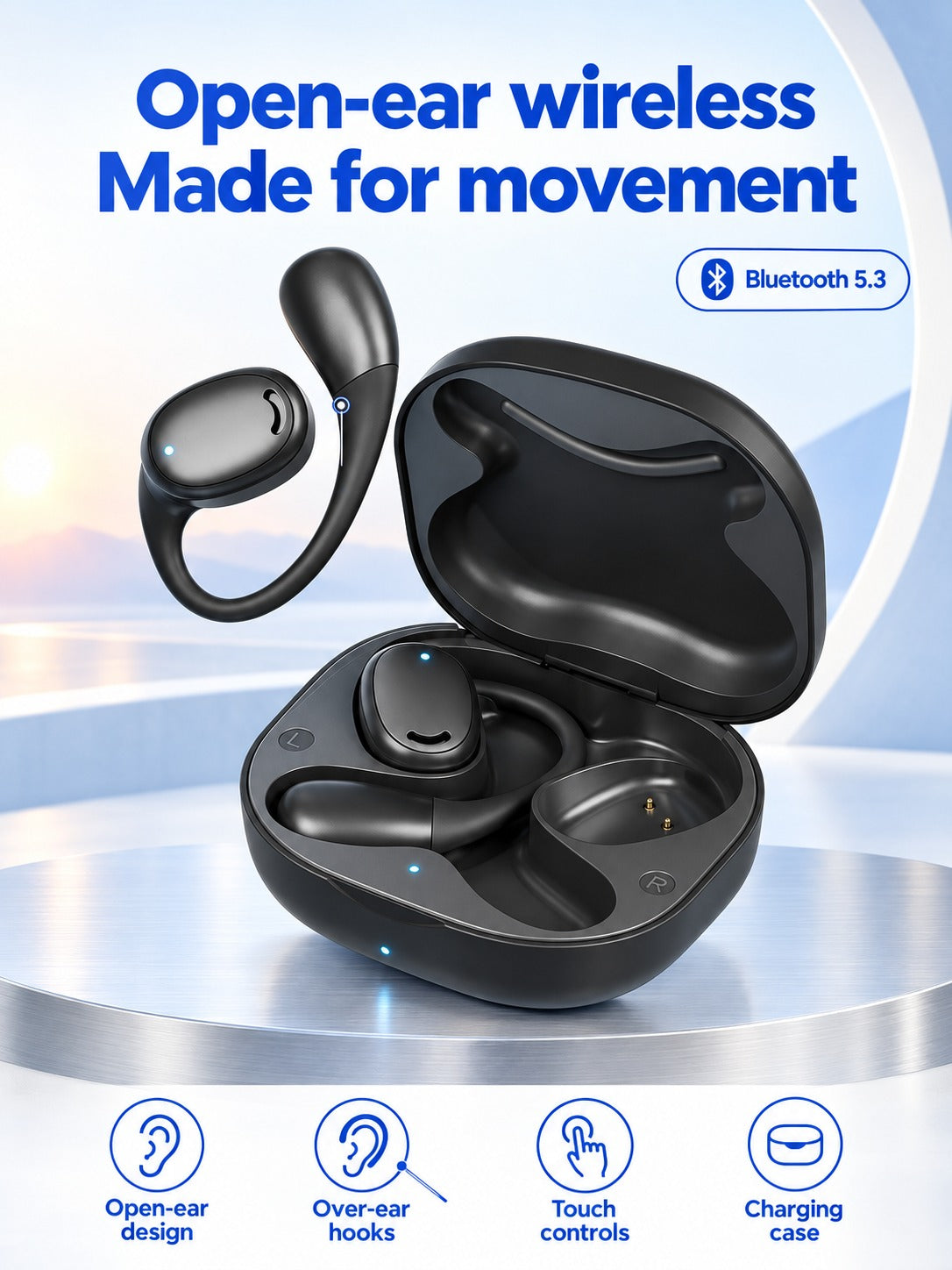 Open-Ear Wireless Earphones for Running, Bluetooth 5.3