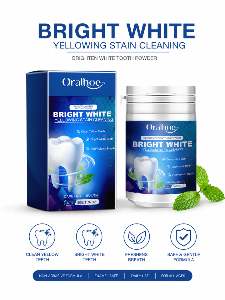 Teeth Whitening Powder — Remove Yellow Stains & Brighten Smile