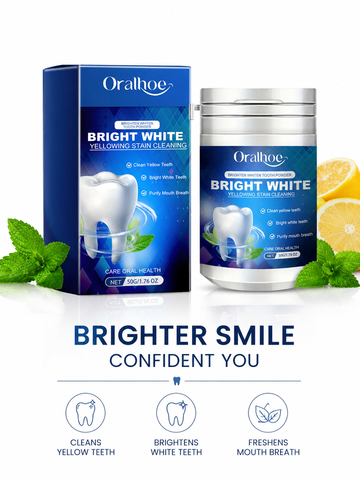 Teeth Whitening Powder — Remove Yellow Stains & Brighten Smile