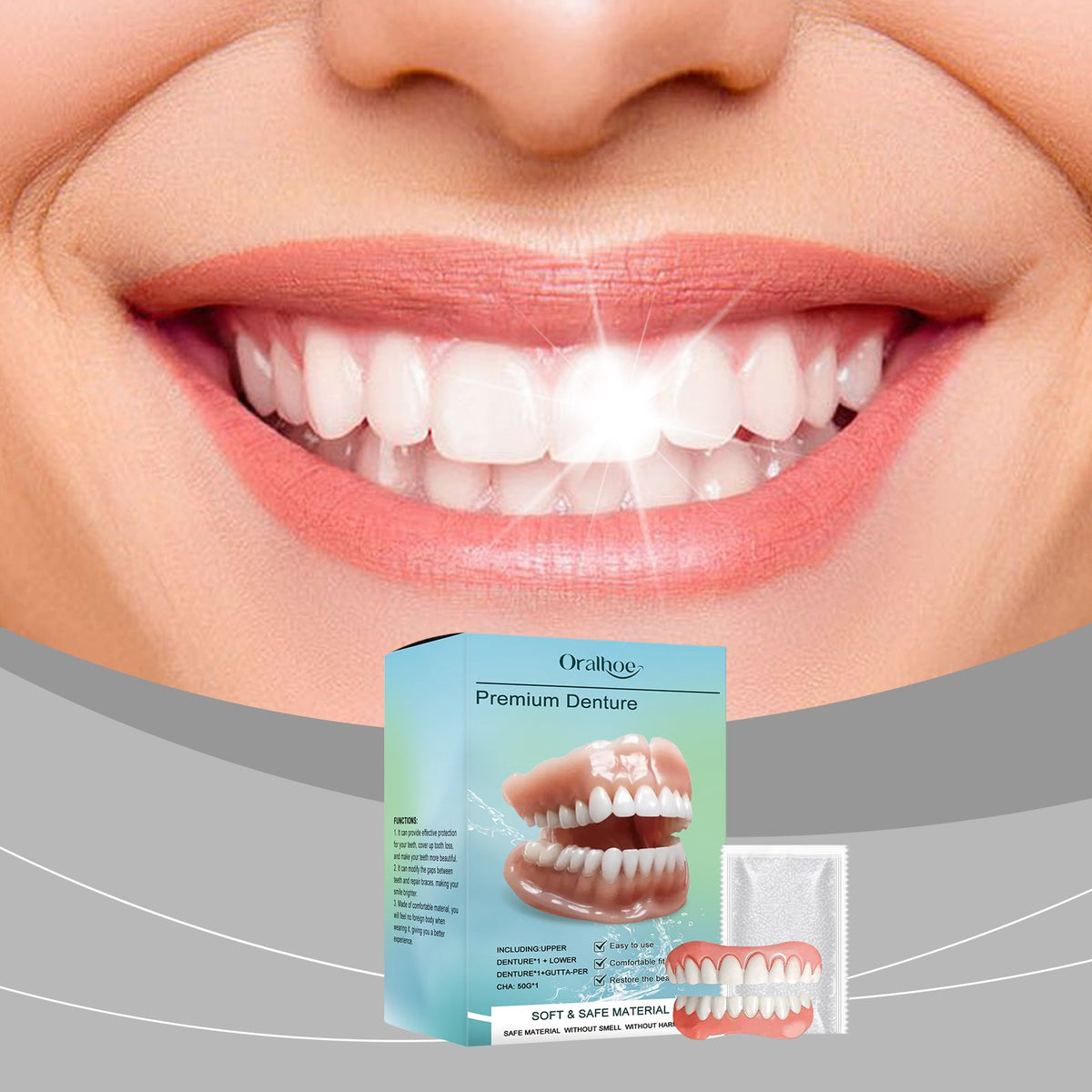 Cosmetic Denture Set for a Natural-Looking Fuller Smile