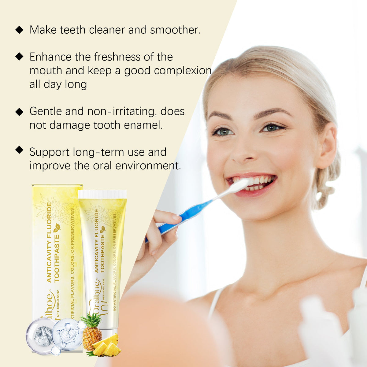 Pineapple Fluoride Toothpaste for Fresh, Clean Teeth