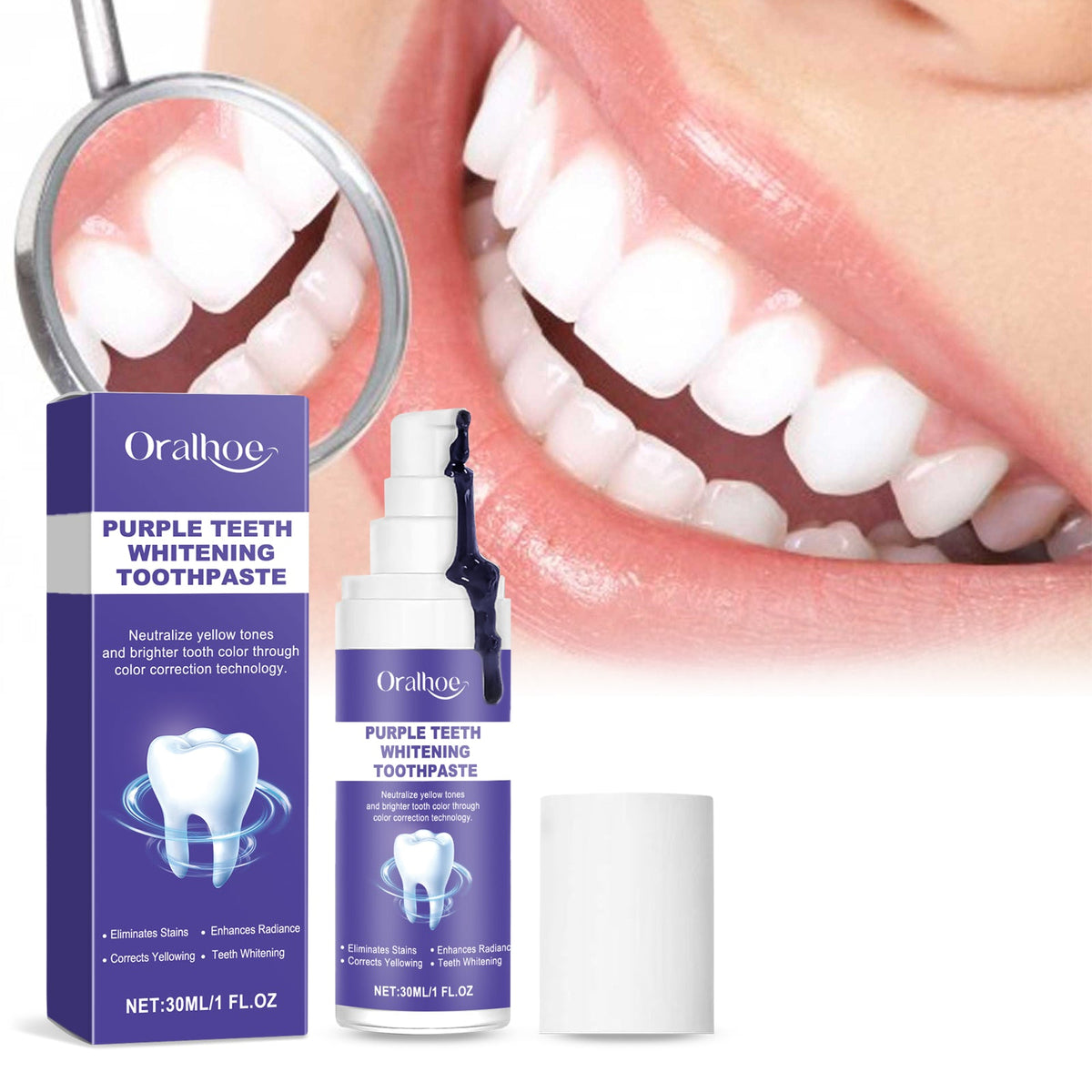 Purple Brightening Toothpaste for Yellow-Toned Teeth