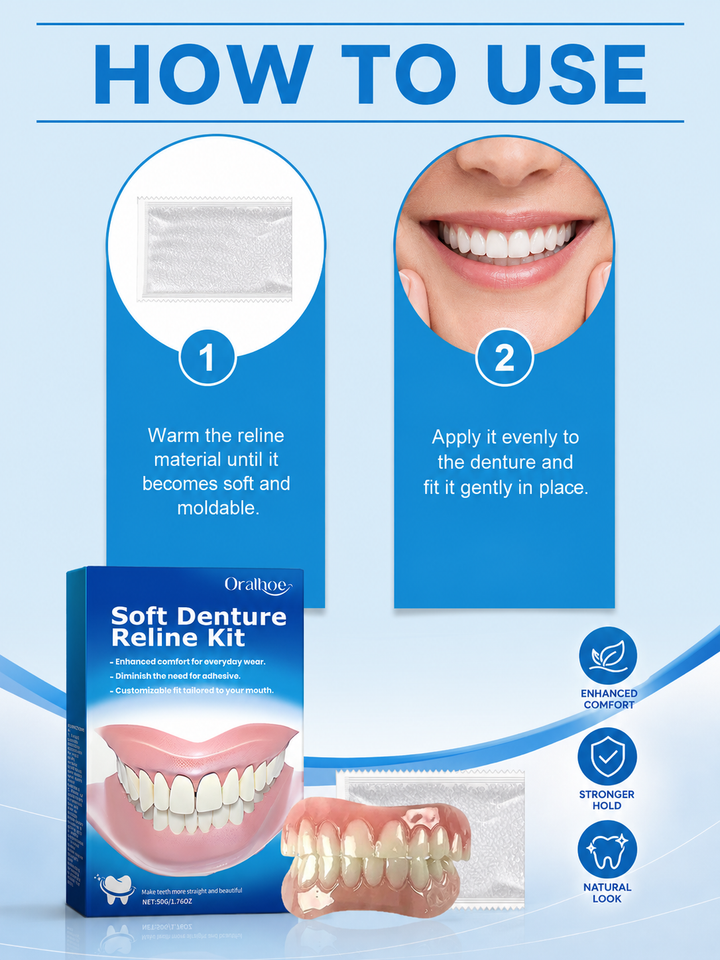 Soft Denture Reline Kit — Custom Fit, No Adhesive Needed