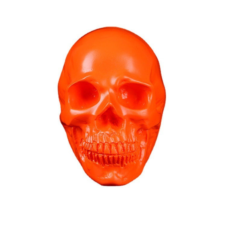 Orange Skull Resin Ornament for Gothic Halloween Decor