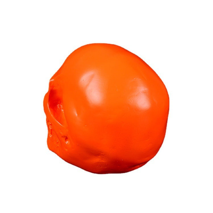 Orange Skull Resin Ornament for Gothic Halloween Decor