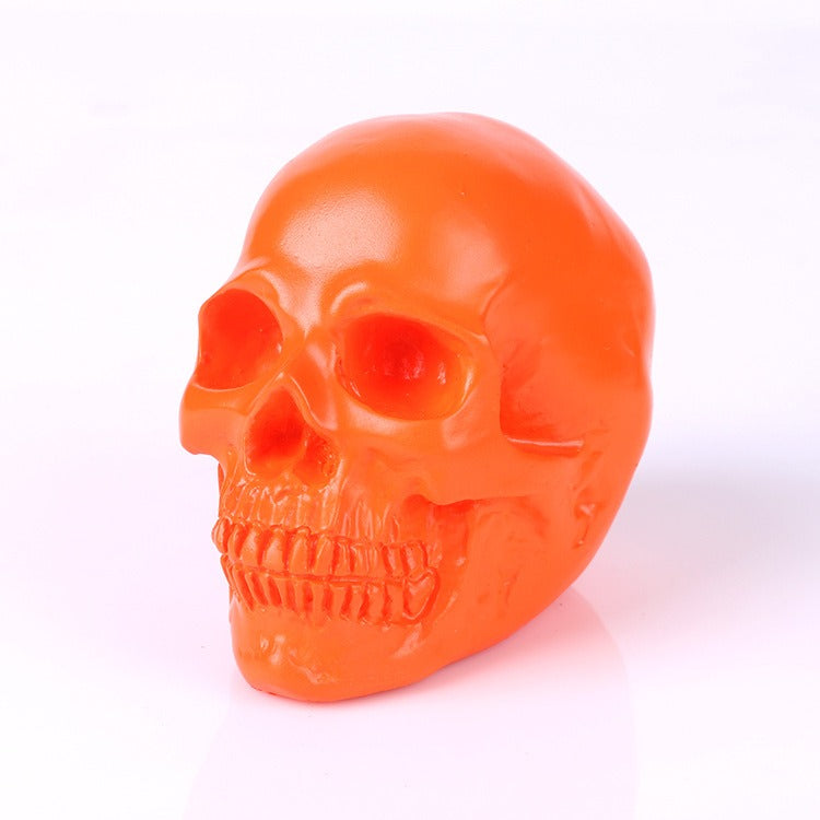 Orange Skull Resin Ornament for Gothic Halloween Decor