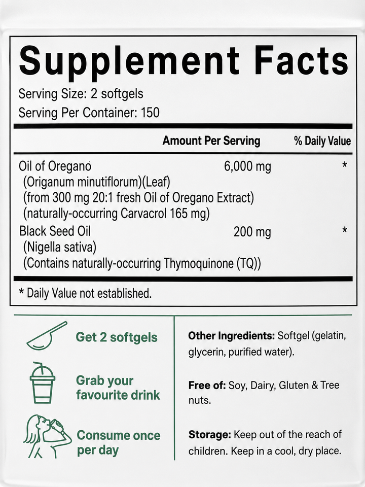 Oregano Oil Soft Capsules Dietary Supplement