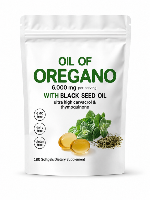 Oregano Oil Softgels — 6,000mg Immune Support with Black
