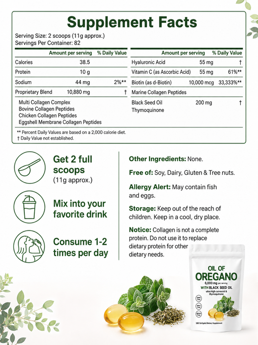 Oregano Oil Softgels — 6,000mg Immune Support with Black