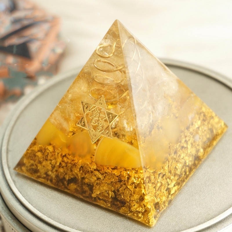 Orgonite Pyramid Decor for Prosperity and Luxe Style