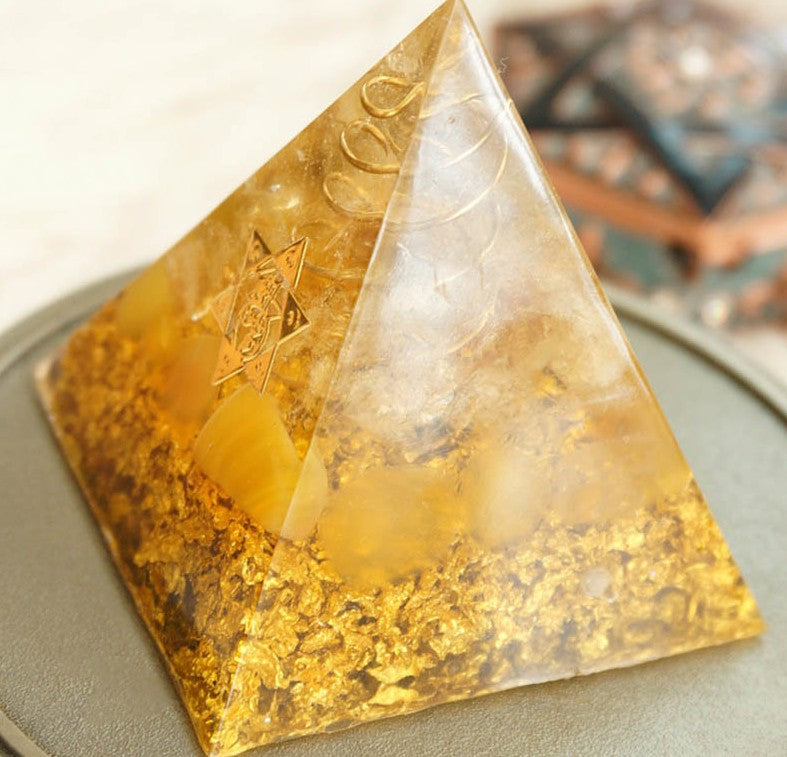 Orgonite Pyramid Decor for Prosperity and Luxe Style