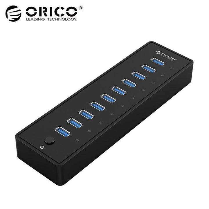10-Port USB 3.0 Hub Splitter with 12V Power Adapter