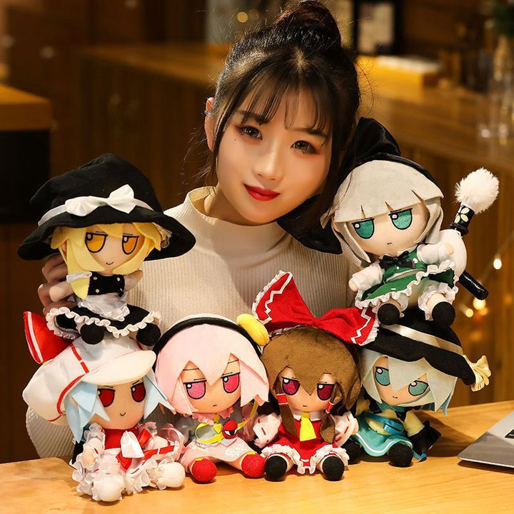 Anime Character Plush Doll With Signature Bow Display