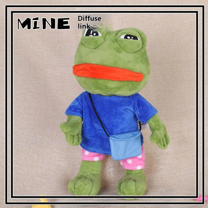 Original Sad Frog Plush Toy with Outfit & Crossbody Bag