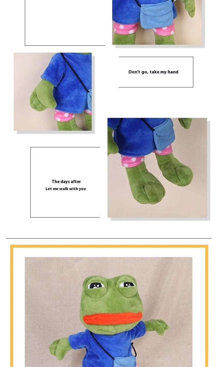 Original Sad Frog Plush Toy with Outfit & Crossbody Bag