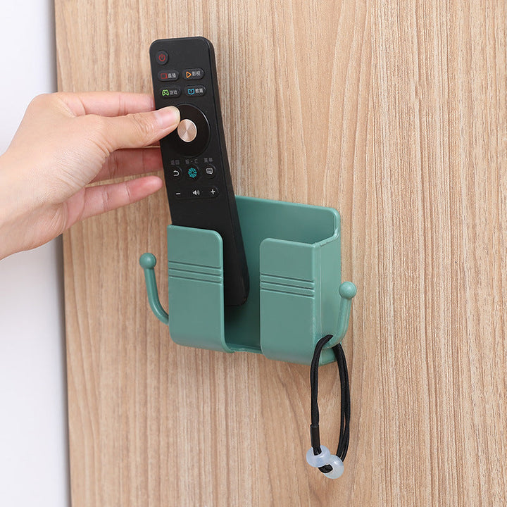 Wall-Mounted Remote Organizer With Phone Charging Rack