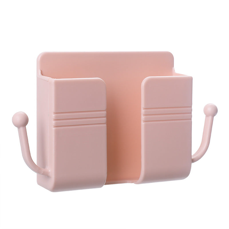 Wall-Mounted Remote Organizer With Phone Charging Rack