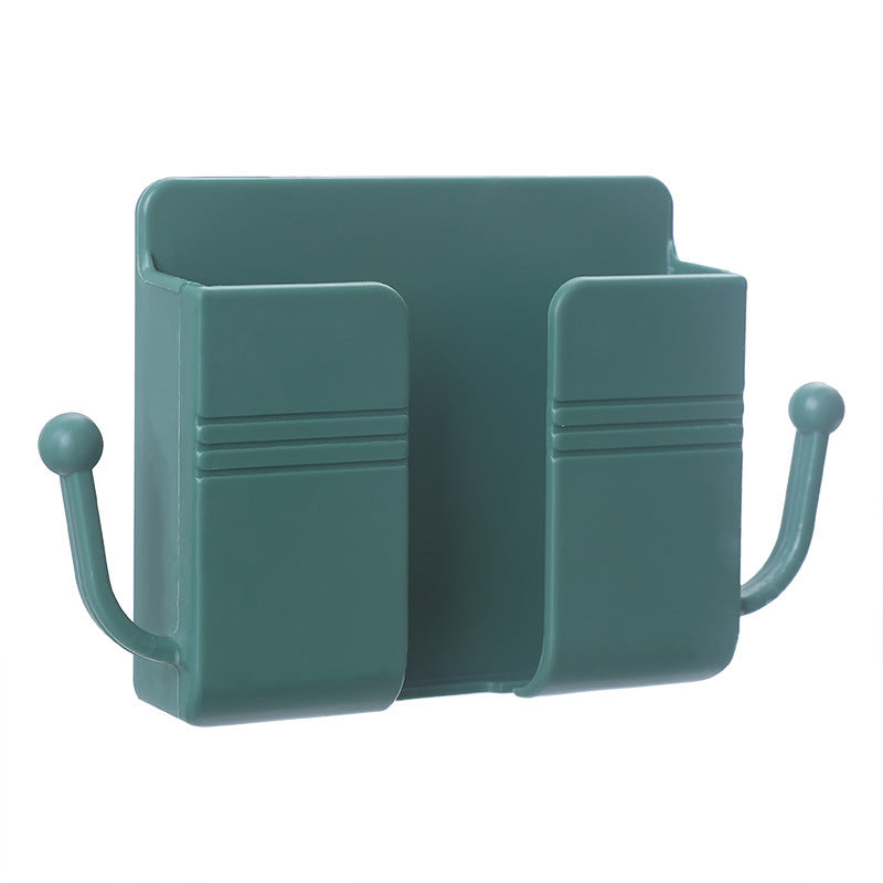 Wall-Mounted Remote Organizer With Phone Charging Rack