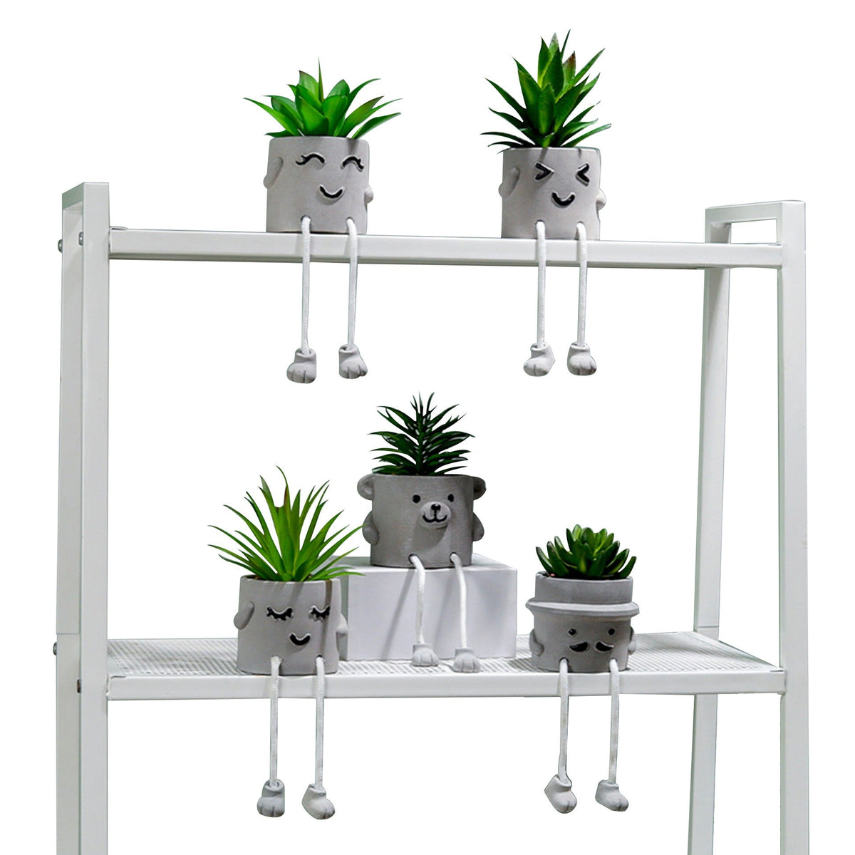 Artificial Succulent Planter with Playful Desk Decor