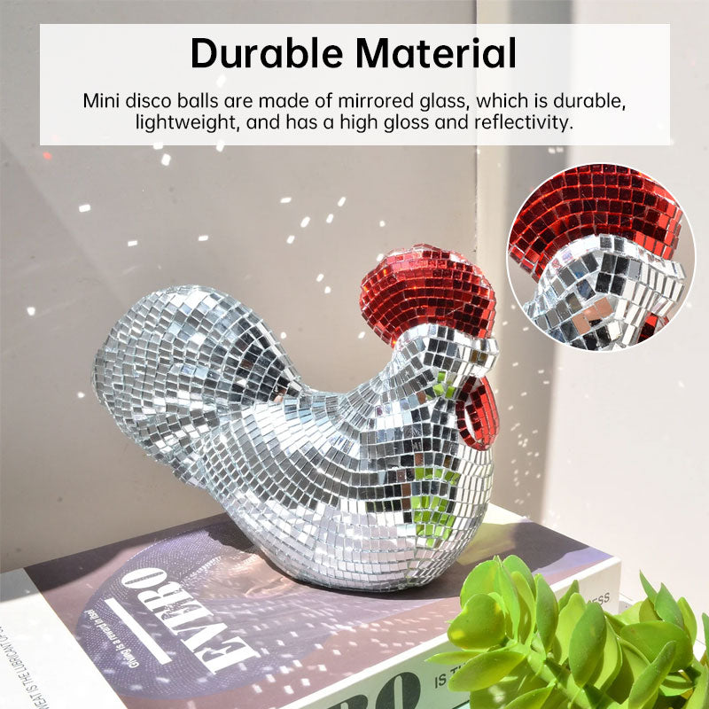 Mirror Mosaic Chicken Sculpture | Sparkling Table Decor