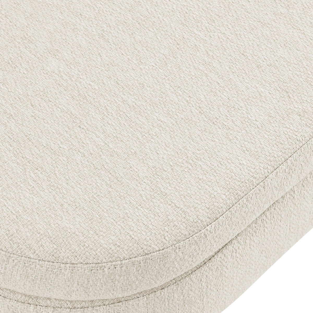 Oval Storage Bench with Rubber Wood Legs, Beige