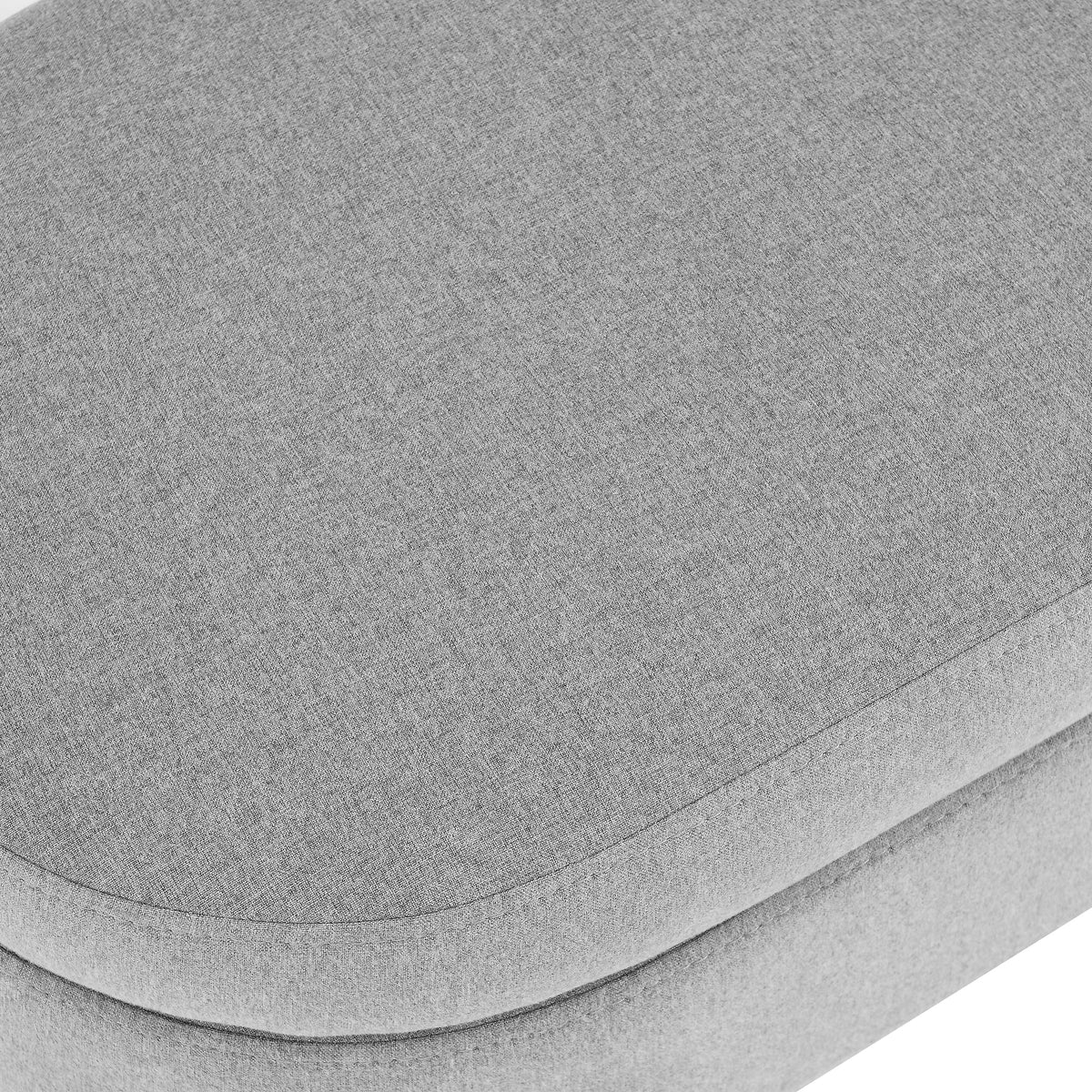 Oval Storage Ottoman Bench with Wood Legs, Light Grey